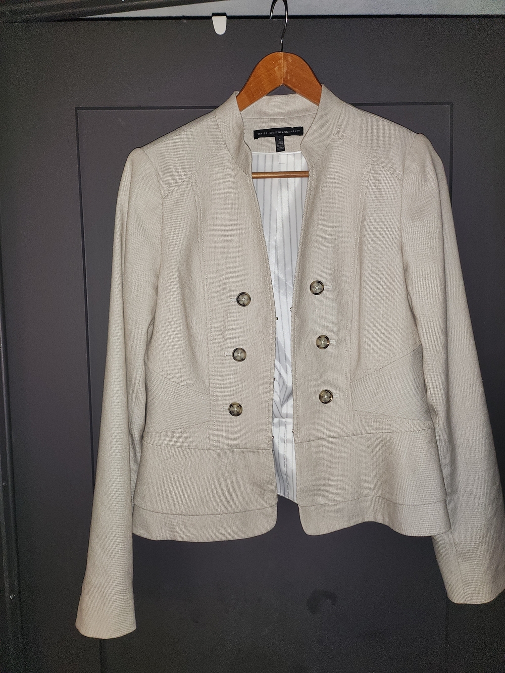 White House Black Market Cream Military-Style Women's Jacket